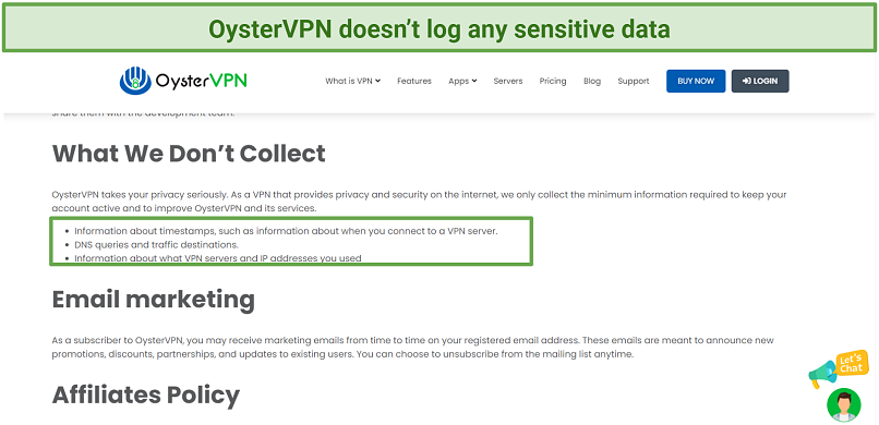 Does OysterVPN Keep Logs? No